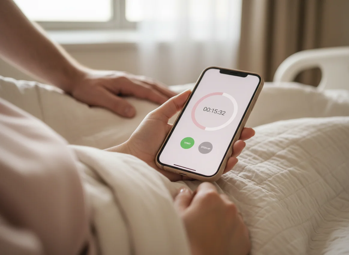 Contraction timer and contraction counter feature inside Pregnancy App for labor tracking