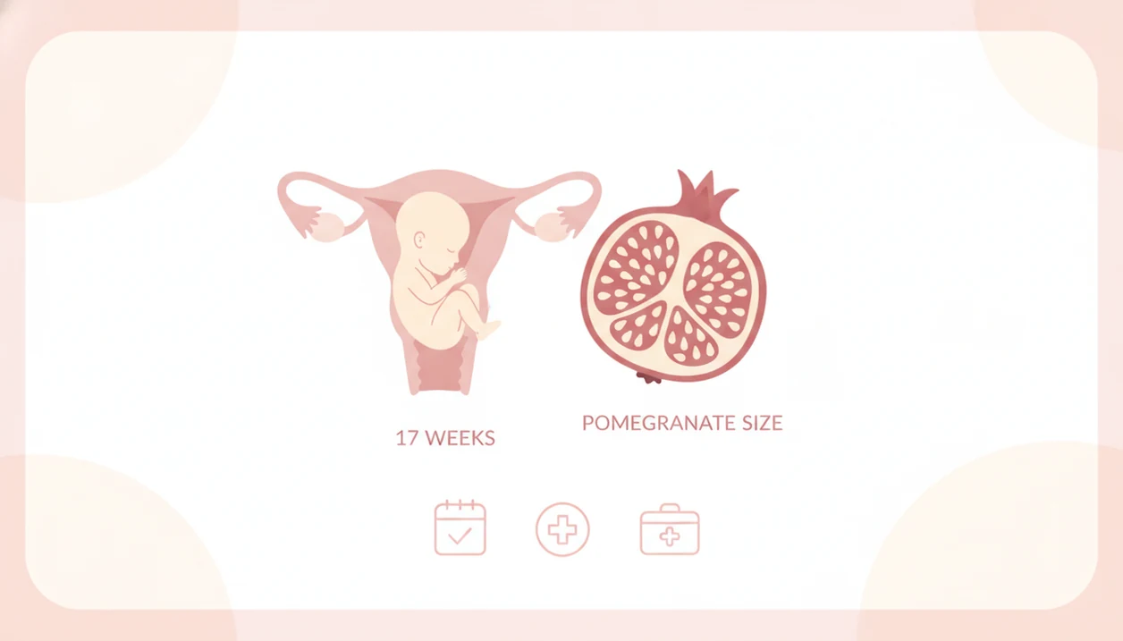 17 weeks pregnant fetus size compared with pomegranate