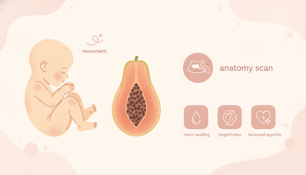 22 weeks pregnant fetus size compared with papaya