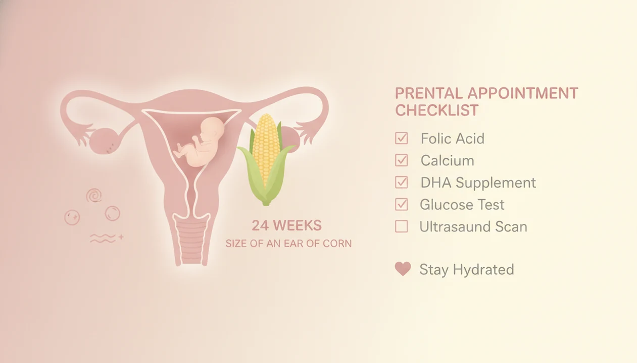 24 weeks pregnant fetus size compared with ear of corn