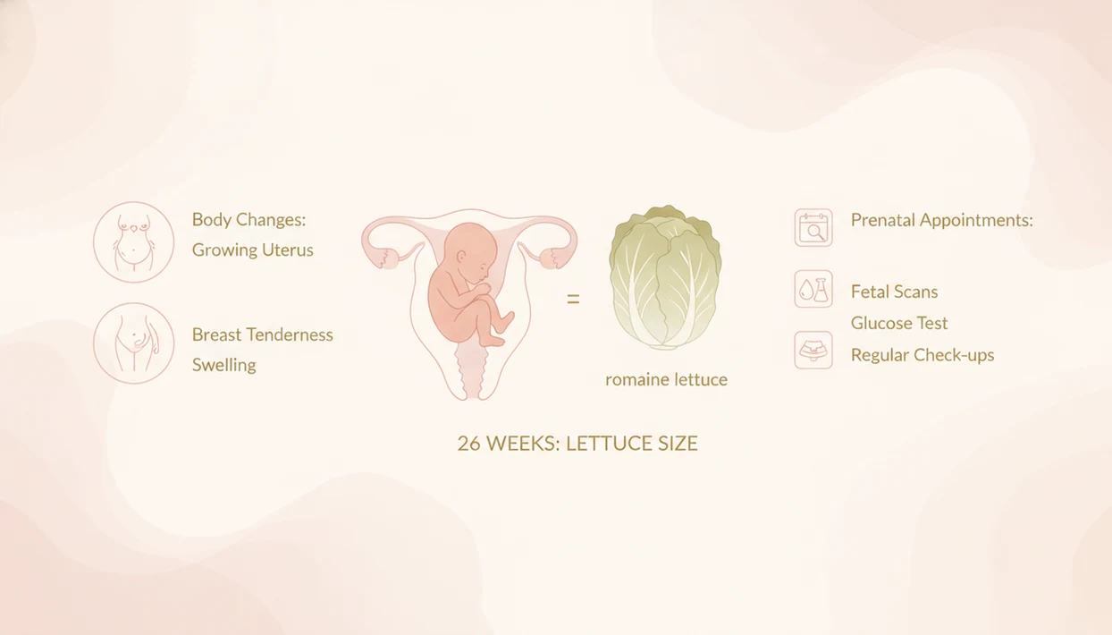 26 weeks pregnant fetus size compared with a head of lettuce