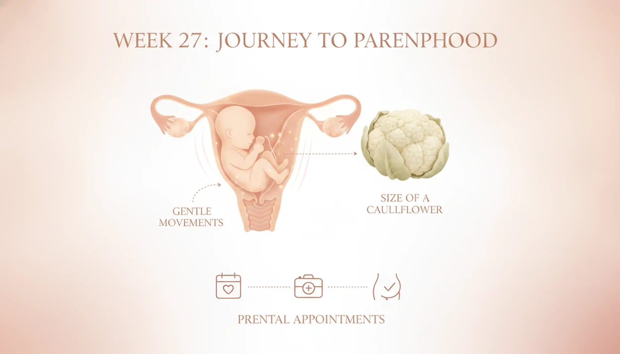 27 weeks pregnant fetus size compared with cauliflower