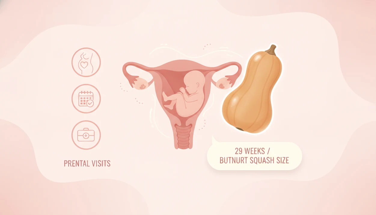 29 weeks pregnant fetus size compared with butternut squash