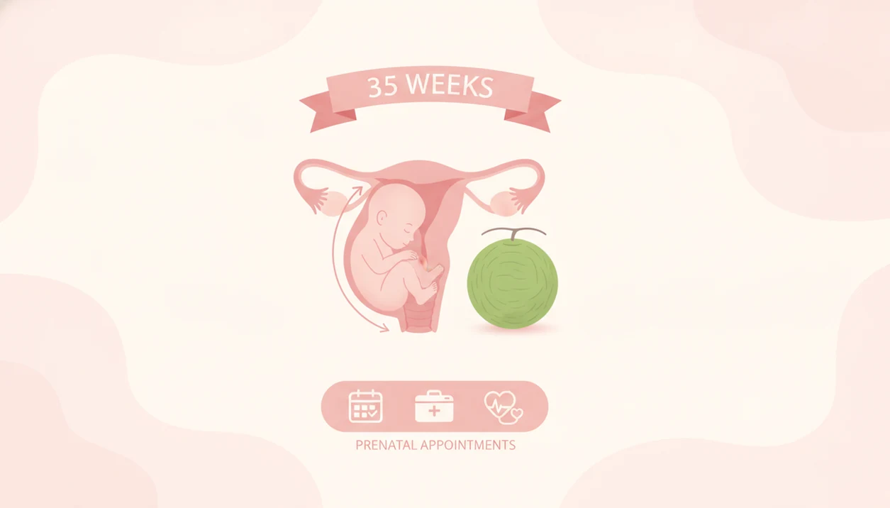 35 weeks pregnant fetus size compared with honeydew melon