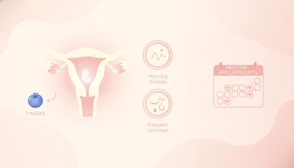 7 weeks pregnant embryo size compared with blueberry